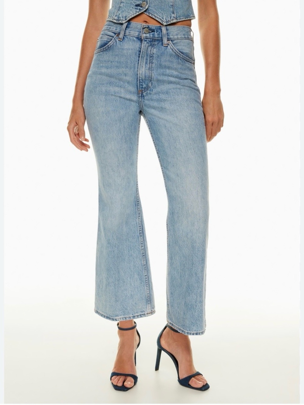 Denim Forum The Marlene 60s High Flare Light Blue Jeans Size 28 Organic Cotton